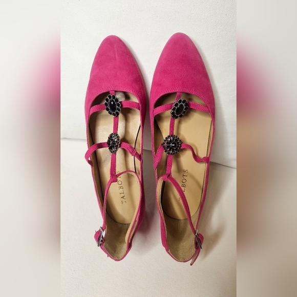 Talbots Pink Edison Kid Suede Strappy Flats - Picture 2 of 7